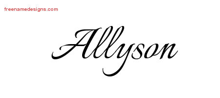 Calligraphic Name Tattoo Designs Allyson Download Free