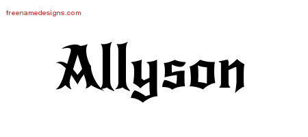 Gothic Name Tattoo Designs Allyson Free Graphic