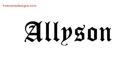 Blackletter Name Tattoo Designs Allyson Graphic Download