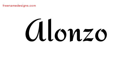 Calligraphic Stylish Name Tattoo Designs Alonzo Free Graphic