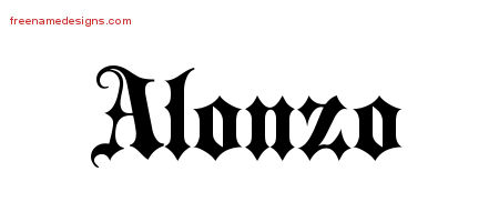 Old English Name Tattoo Designs Alonzo Free Lettering
