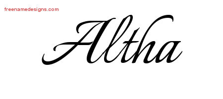 Calligraphic Name Tattoo Designs Altha Download Free
