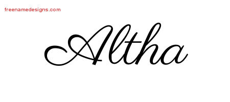 Classic Name Tattoo Designs Altha Graphic Download