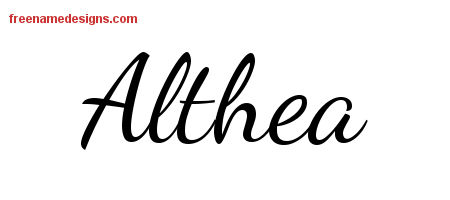 Lively Script Name Tattoo Designs Althea Free Printout