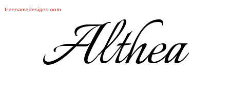 Calligraphic Name Tattoo Designs Althea Download Free
