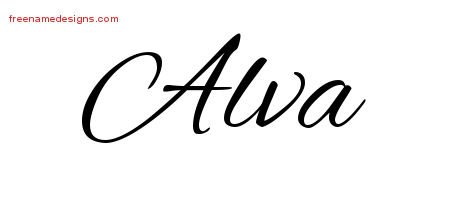 Cursive Name Tattoo Designs Alva Free Graphic