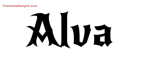 Gothic Name Tattoo Designs Alva Free Graphic