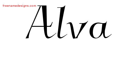 Elegant Name Tattoo Designs Alva Free Graphic