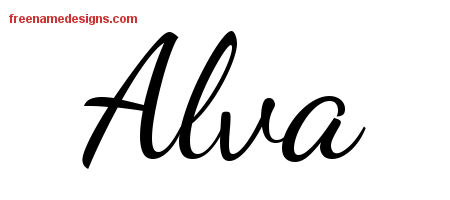 Lively Script Name Tattoo Designs Alva Free Download