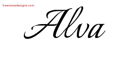 Calligraphic Name Tattoo Designs Alva Free Graphic