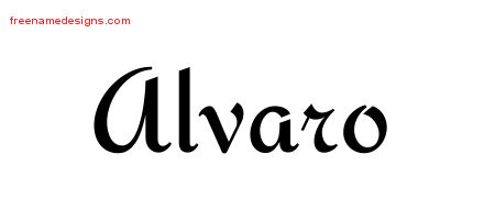 Calligraphic Stylish Name Tattoo Designs Alvaro Free Graphic