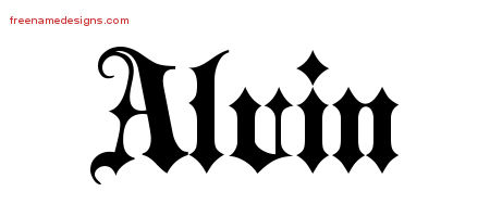 Old English Name Tattoo Designs Alvin Free Lettering
