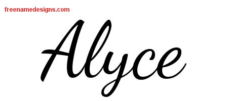 Lively Script Name Tattoo Designs Alyce Free Printout