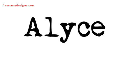 Vintage Writer Name Tattoo Designs Alyce Free Lettering