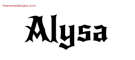 Gothic Name Tattoo Designs Alysa Free Graphic
