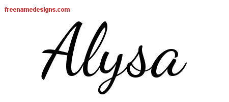 Lively Script Name Tattoo Designs Alysa Free Printout