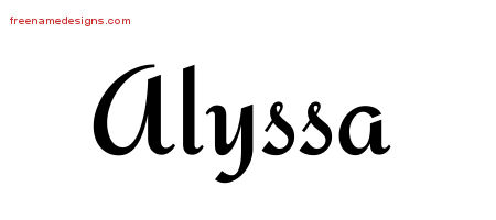 Calligraphic Stylish Name Tattoo Designs Alyssa Download Free