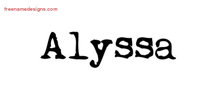 Vintage Writer Name Tattoo Designs Alyssa Free Lettering
