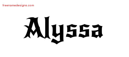 Gothic Name Tattoo Designs Alyssa Free Graphic