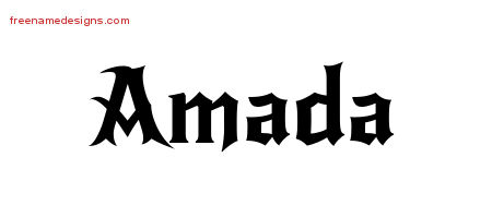 Gothic Name Tattoo Designs Amada Free Graphic