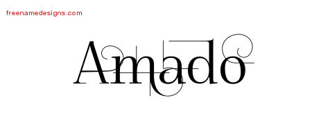 Decorated Name Tattoo Designs Amado Free Lettering