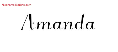 Elegant Name Tattoo Designs Amanda Free Graphic