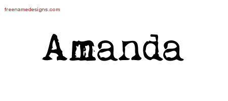 Vintage Writer Name Tattoo Designs Amanda Free Lettering