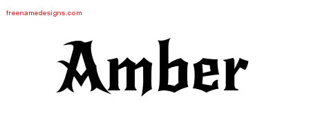 Gothic Name Tattoo Designs Amber Free Graphic