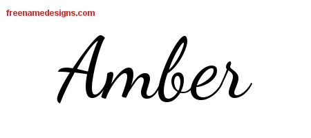 Lively Script Name Tattoo Designs Amber Free Printout