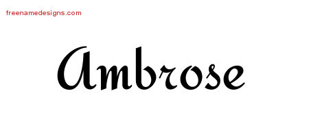 Calligraphic Stylish Name Tattoo Designs Ambrose Free Graphic