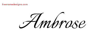 Calligraphic Name Tattoo Designs Ambrose Free Graphic