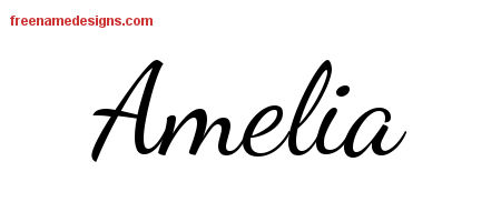 Lively Script Name Tattoo Designs Amelia Free Printout