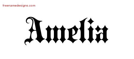 Old English Name Tattoo Designs Amelia Free