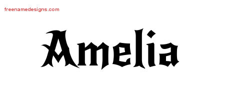 Gothic Name Tattoo Designs Amelia Free Graphic