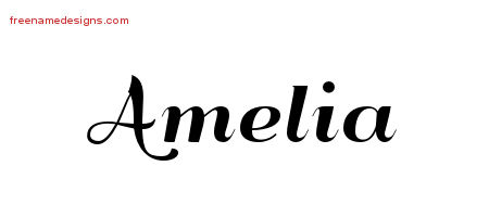 Art Deco Name Tattoo Designs Amelia Printable