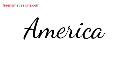 Lively Script Name Tattoo Designs America Free Printout