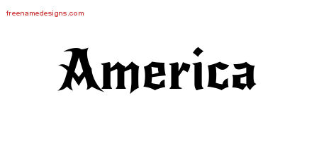 Gothic Name Tattoo Designs America Free Graphic