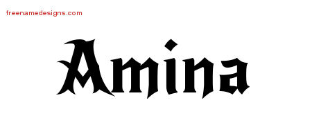 Gothic Name Tattoo Designs Amina Free Graphic