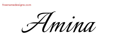 Calligraphic Name Tattoo Designs Amina Download Free