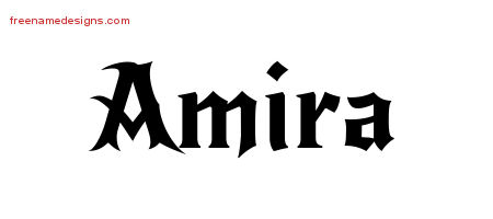 Gothic Name Tattoo Designs Amira Free Graphic