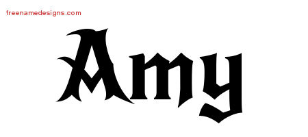Gothic Name Tattoo Designs Amy Free Graphic