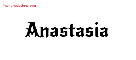 Gothic Name Tattoo Designs Anastasia Free Graphic