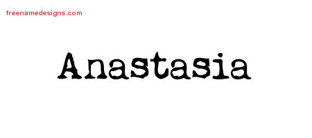 Vintage Writer Name Tattoo Designs Anastasia Free Lettering