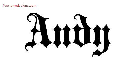 Old English Name Tattoo Designs Andy Free Lettering