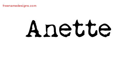 Vintage Writer Name Tattoo Designs Anette Free Lettering