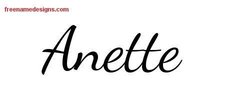 Lively Script Name Tattoo Designs Anette Free Printout