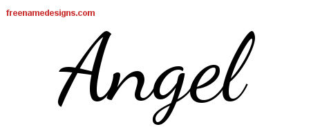 Lively Script Name Tattoo Designs Angel Free Printout
