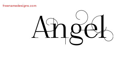 Decorated Name Tattoo Designs Angel Free Lettering