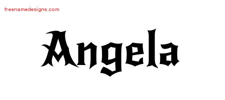 Gothic Name Tattoo Designs Angela Free Graphic