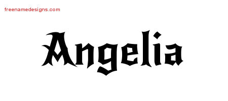 Gothic Name Tattoo Designs Angelia Free Graphic